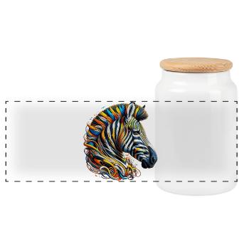 Zebra - Panoramic Cookie Jar with Wooden Lid - white - Front