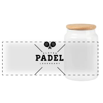Padel Sport - Boîte à biscuits avec couvercle en bois - blanc - Devant