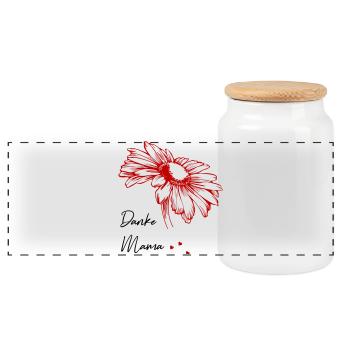 Mother's Day Thank You Mom - Panoramic Cookie Jar with Wooden Lid - white - Front