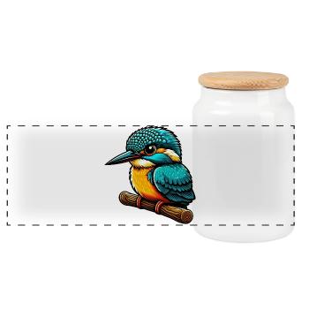 Martin-pêcheur - Boîte à biscuits avec couvercle en bois - blanc - Devant