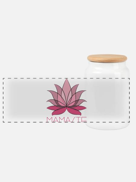 Rosa Lotuspracht Print - Panorama Keksdose mit Holzdeckel - Weiß