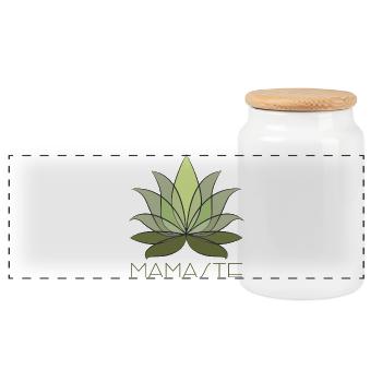 Motif d’étoile de feuilles vertes - Boîte à biscuits avec couvercle en bois - blanc - Devant