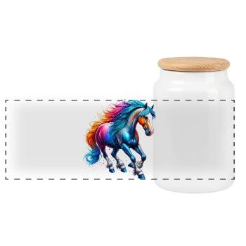 Cheval - Boîte à biscuits avec couvercle en bois - blanc - Devant