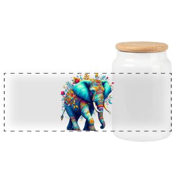 Éléphant - Boîte à biscuits avec couvercle en bois - blanc - Devant
