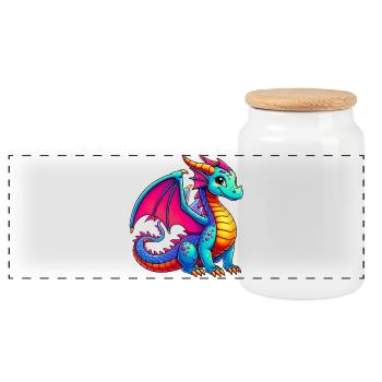 Dragon - Panoramic Cookie Jar with Wooden Lid - white - Front