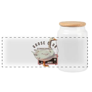 Goose Music Club Illustration - Panorama Keksdose mit Holzdeckel - Weiß - Vorne