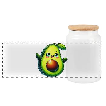 Avocat - Boîte à biscuits avec couvercle en bois - blanc - Devant