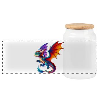 Dragon - Panoramic Cookie Jar with Wooden Lid - white - Front