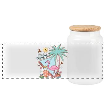 Aloha Summer - Panoramic Cookie Jar with Wooden Lid - white - Front