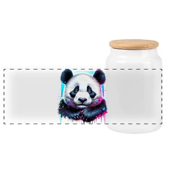 Panda - Panorama Keksdose mit Holzdeckel - Weiß - Vorne