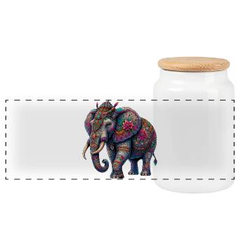 Éléphant - Boîte à biscuits avec couvercle en bois - blanc - Devant