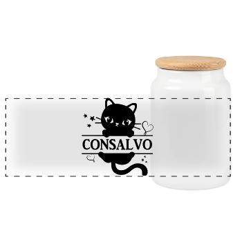 Consalvo t-shirt t-shirt idée cadeau chat - Boîte à biscuits avec couvercle en bois - blanc - Devant