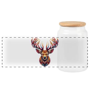 Cerf - Boîte à biscuits avec couvercle en bois - blanc - Devant