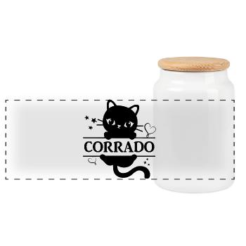 Corrado t-shirt katze t-shirt katze katze gato - Panorama Keksdose mit Holzdeckel - Weiß - Vorne
