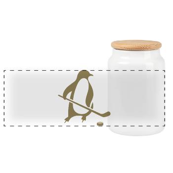 Pinguin Eishockey Silhouette Minimalistisch - Panorama Keksdose mit Holzdeckel - Weiß - Vorne