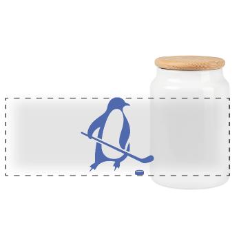 Pinguin Eishockey Silhouette Minimalistisch - Panorama Keksdose mit Holzdeckel - Weiß - Vorne