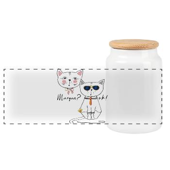 Chat et matou demain ? D’ACCORD! - Boîte à biscuits avec couvercle en bois - blanc - Devant