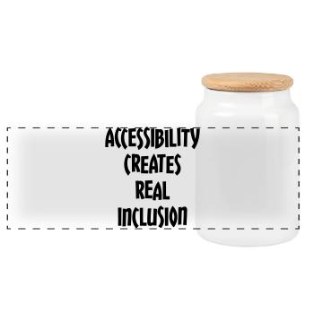 Accessibility creates true inclusion # - Panoramic Cookie Jar with Wooden Lid - white - Front