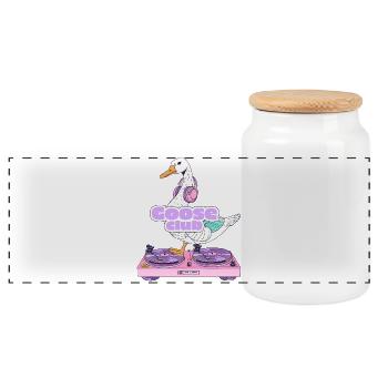 DJ Goose Club Illustration - Boîte à biscuits avec couvercle en bois - blanc - Devant