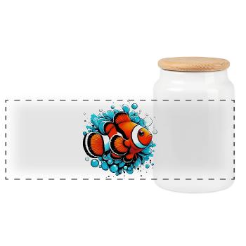 Clownfish - Panoramic Cookie Jar with Wooden Lid - white - Front