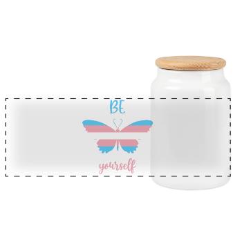 LGBT Pride Month - Be Yourself - Trans Power - Panoramic Cookie Jar with Wooden Lid - white - Front