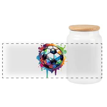 Graffiti de football urbain coloré avec des reflets de lumière - Boîte à biscuits avec couvercle en bois - blanc - Devant