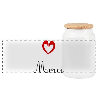 THANK YOU. MISTRESS. MASTER. THANK YOU MISTRESS - Panoramic Cookie Jar with Wooden Lid - white - Front
