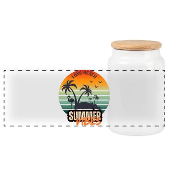Summer time Palm beach Holiday Sommerzeit Urlaub - Panorama Keksdose mit Holzdeckel - Weiß - Vorne