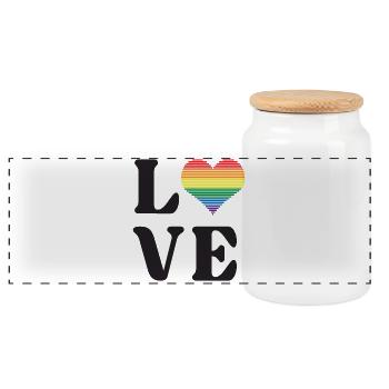 LGBTQ Pride Month - Love is Love - Panoramic Cookie Jar with Wooden Lid - white - Front