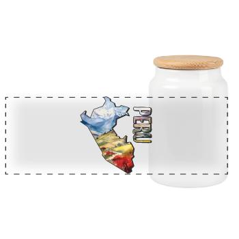 Carte à l’aquarelle du Pérou - Boîte à biscuits avec couvercle en bois - blanc - Devant