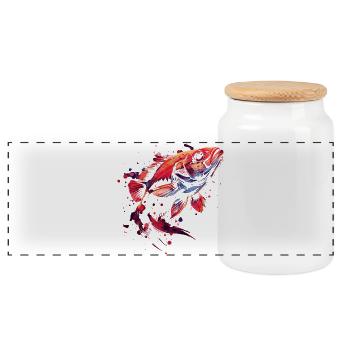 Poisson - Boîte à biscuits avec couvercle en bois - blanc - Devant