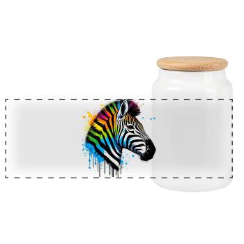 Zebra - Panoramic Cookie Jar with Wooden Lid - white - Front