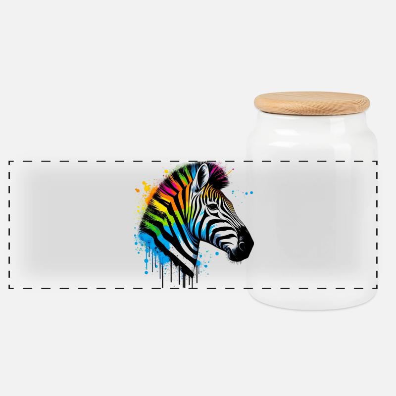 Zebra - Panorama Keksdose mit Holzdeckel - Weiß