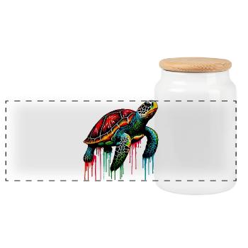 Turtle - Panoramic Cookie Jar with Wooden Lid - white - Front
