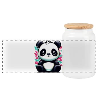 Panda - Panorama Keksdose mit Holzdeckel - Weiß - Vorne