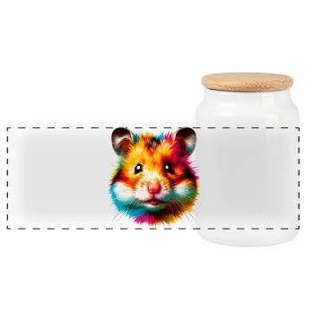 Hamster - Boîte à biscuits avec couvercle en bois - blanc - Devant