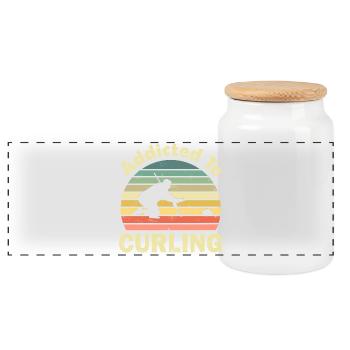 Curling - Panoramic Cookie Jar with Wooden Lid - white - Front
