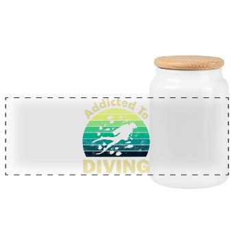 Diving Divers - Panoramic Cookie Jar with Wooden Lid - white - Front