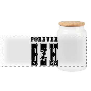 FOREVER BZH - Panoramic Cookie Jar with Wooden Lid - white - Front