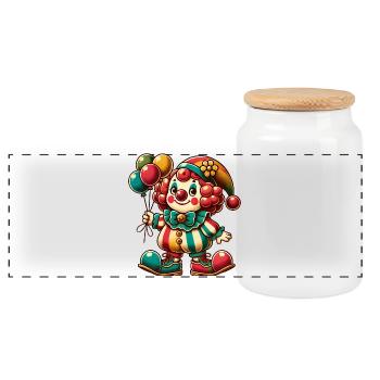 Couleurs gaies : Votre clown coloré pour la bonne humeur - Boîte à biscuits avec couvercle en bois - blanc - Devant