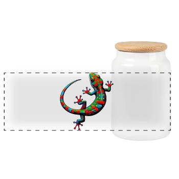Gecko - Boîte à biscuits avec couvercle en bois - blanc - Devant