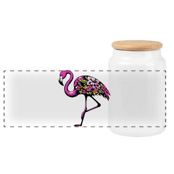 Flamant - Boîte à biscuits avec couvercle en bois - blanc - Devant