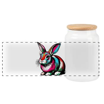 Lapin - Boîte à biscuits avec couvercle en bois - blanc - Devant