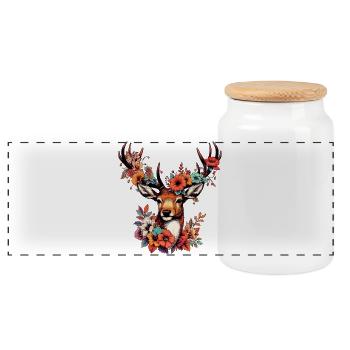 Cerf - Boîte à biscuits avec couvercle en bois - blanc - Devant