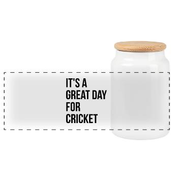 Cricket - Panoramic Cookie Jar with Wooden Lid - white - Front