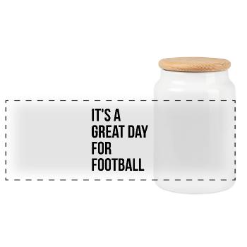 Football - Panoramic Cookie Jar with Wooden Lid - white - Front
