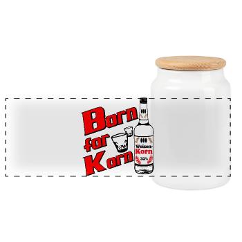 Korn , Party , Weizenkorn Born for Weizenkorn (25) - Panoramic Cookie Jar with Wooden Lid - white - Front