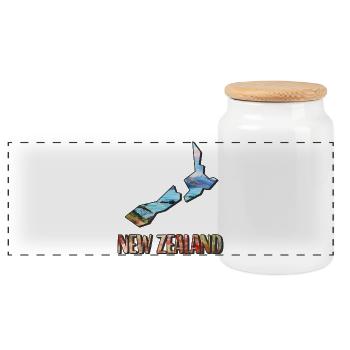 Carte à l’aquarelle de la Nouvelle-Zélande - Boîte à biscuits avec couvercle en bois - blanc - Devant