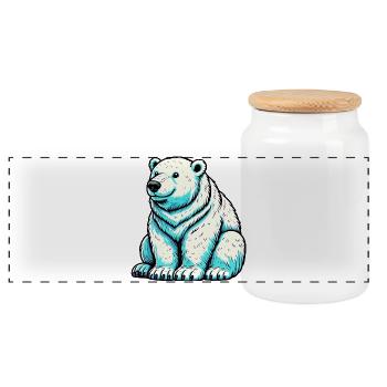 Polar bear - Panoramic Cookie Jar with Wooden Lid - white - Front