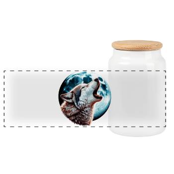 Le loup hurle à la pleine lune - Boîte à biscuits avec couvercle en bois - blanc - Devant
